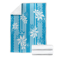 Hawaii Kakau Tribal Blanket With Blue Tiare