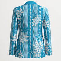 Hawaii Kakau Tribal Blazer With Blue Tiare