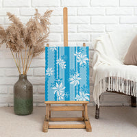 Hawaii Kakau Tribal Canvas Wall Art With Blue Tiare