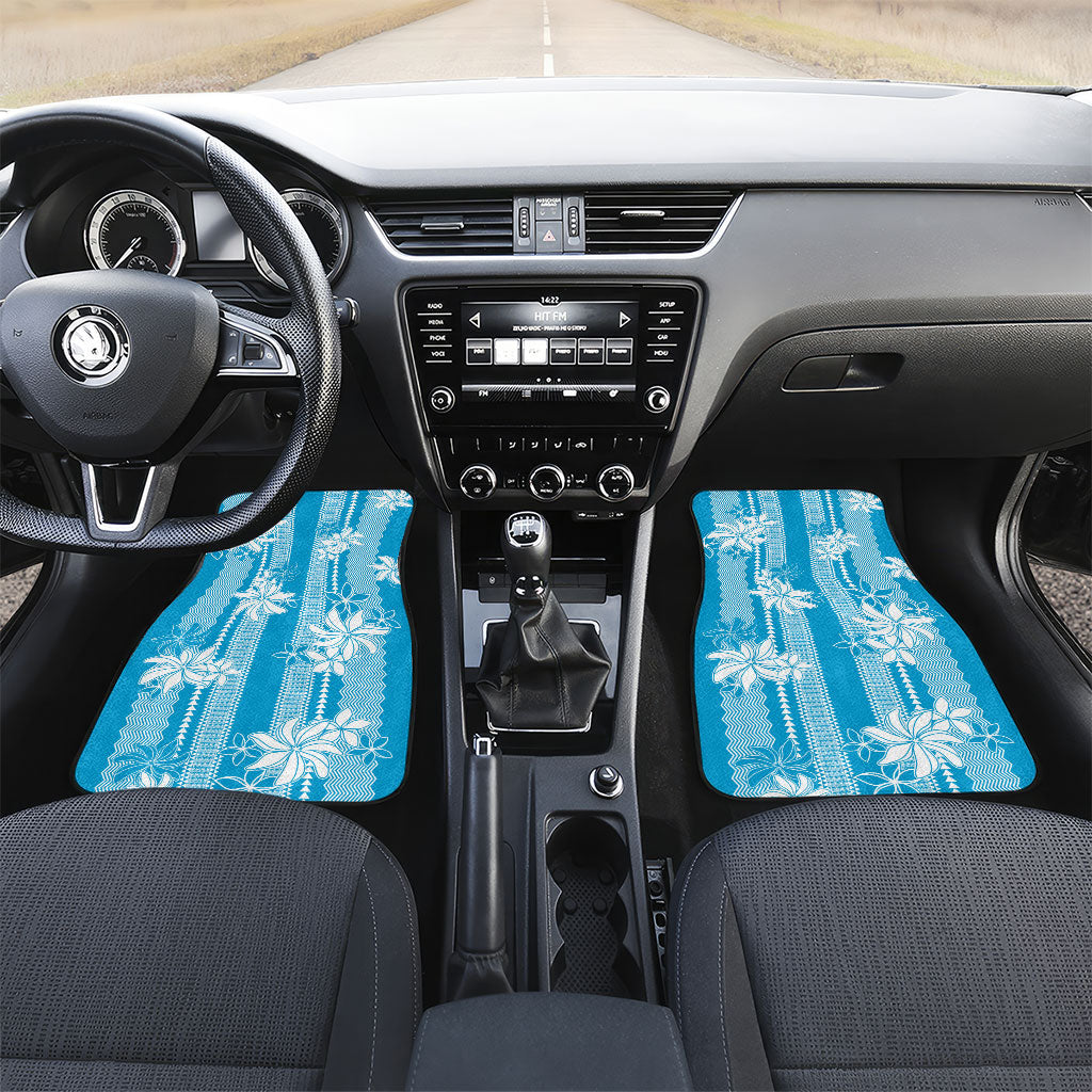 Hawaii Kakau Tribal Car Mats With Blue Tiare