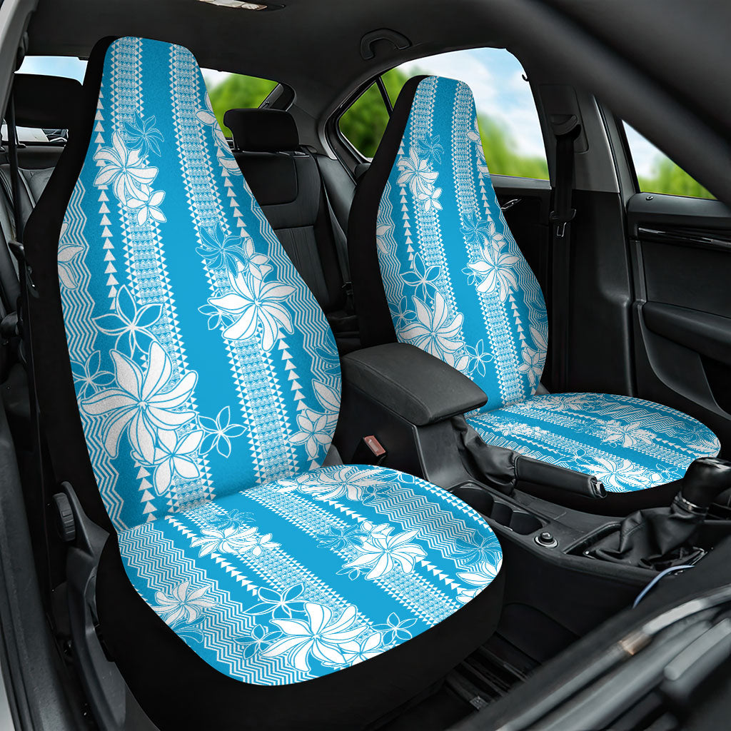 Hawaii Kakau Tribal Car Seat Cover With Blue Tiare