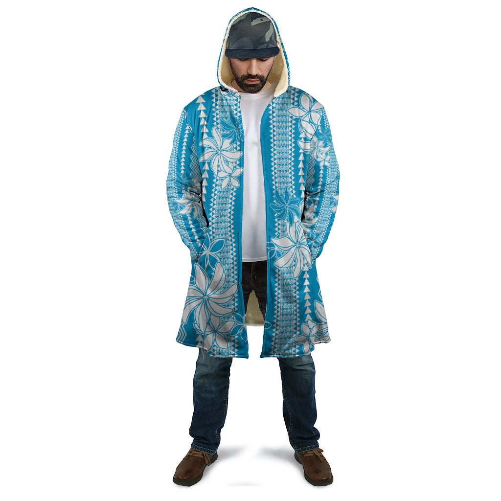 Hawaii Kakau Tribal Cloak With Blue Tiare