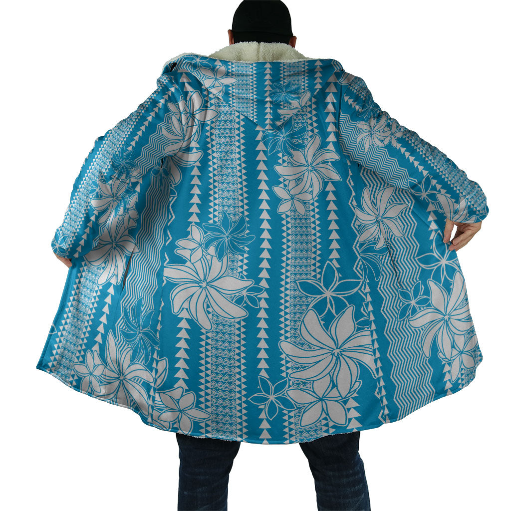 Hawaii Kakau Tribal Cloak With Blue Tiare