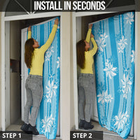 Hawaii Kakau Tribal Door Cover With Blue Tiare
