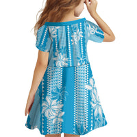 Hawaii Kakau Tribal Family Matching Off Shoulder Maxi Dress and Hawaiian Shirt With Blue Tiare