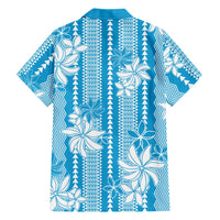 Hawaii Kakau Tribal Family Matching Short Sleeve Bodycon Dress and Hawaiian Shirt With Blue Tiare
