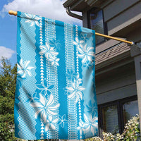 Hawaii Kakau Tribal Garden Flag With Blue Tiare