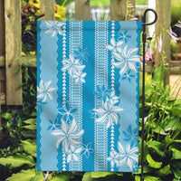 Hawaii Kakau Tribal Garden Flag With Blue Tiare