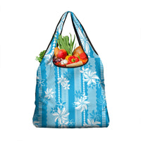 Hawaii Kakau Tribal Grocery Bag With Blue Tiare
