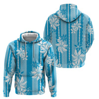 Hawaii Kakau Tribal Hoodie With Blue Tiare