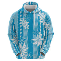 Hawaii Kakau Tribal Hoodie With Blue Tiare