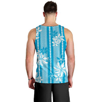 Hawaii Kakau Tribal Men Tank Top With Blue Tiare
