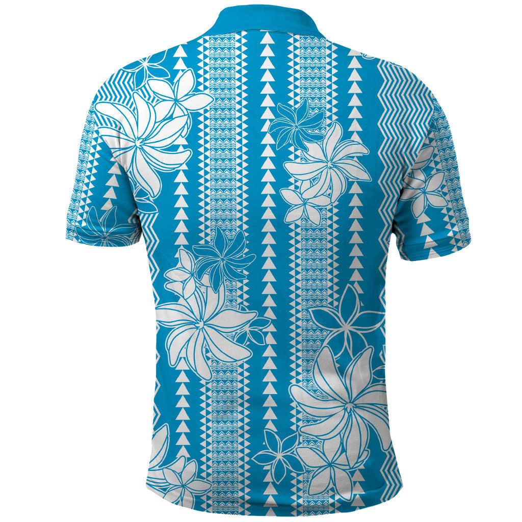Hawaii Kakau Tribal Polo Shirt With Blue Tiare