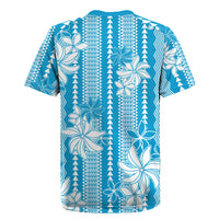 Hawaii Kakau Tribal Rugby Jersey With Blue Tiare