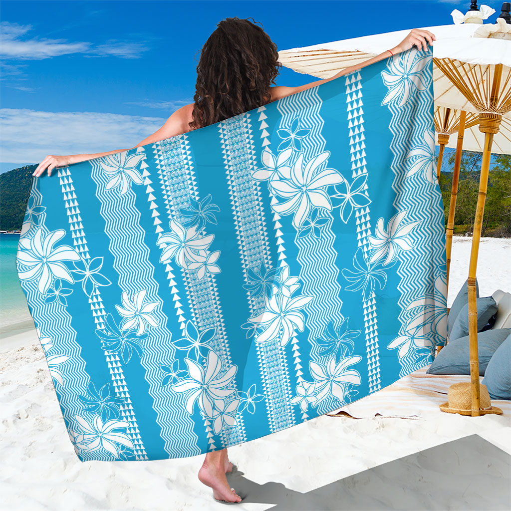 Hawaii Kakau Tribal Sarong With Blue Tiare