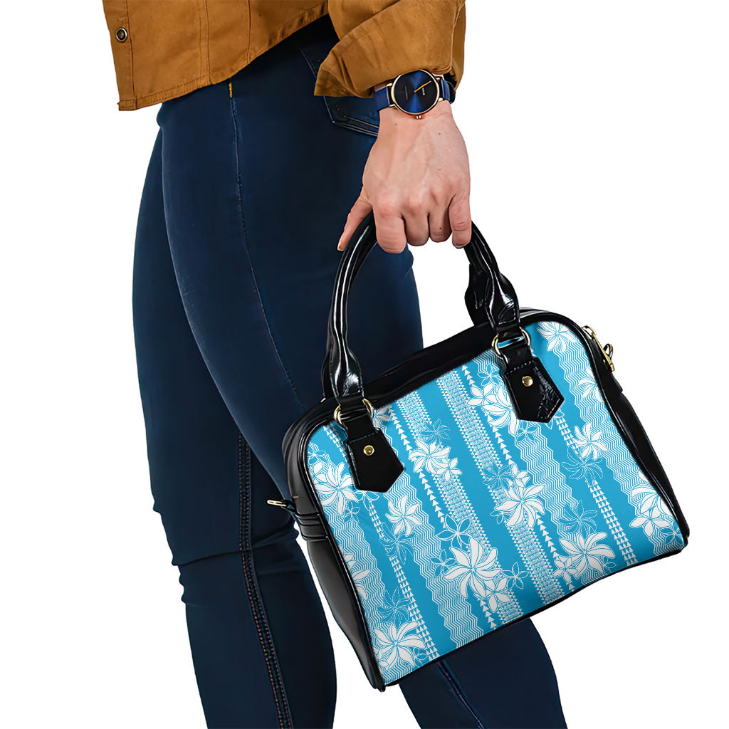 Hawaii Kakau Tribal Shoulder Handbag With Blue Tiare