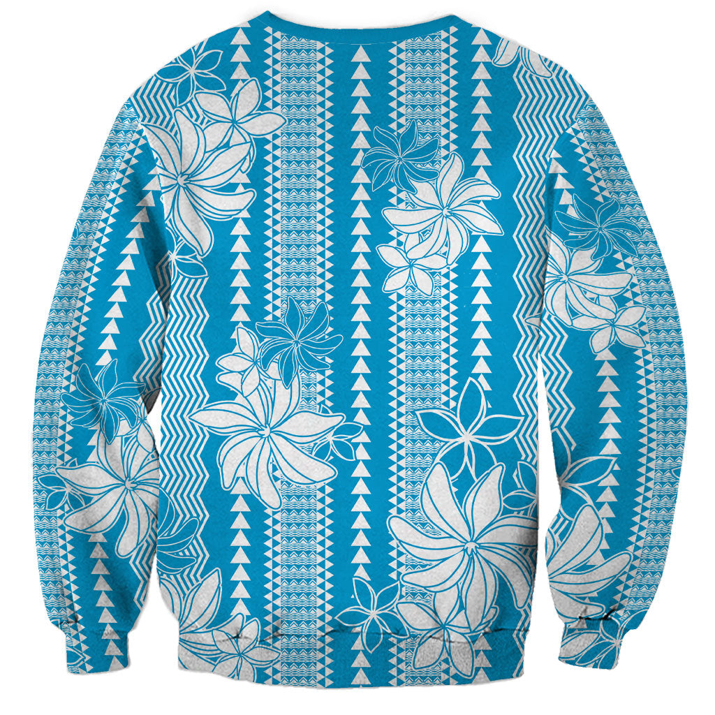 Hawaii Kakau Tribal Sweatshirt With Blue Tiare