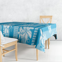 Hawaii Kakau Tribal Tablecloth With Blue Tiare
