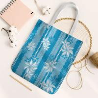 Hawaii Kakau Tribal Tote Bag With Blue Tiare