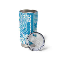 Hawaii Kakau Tribal Tumbler Cup With Blue Tiare