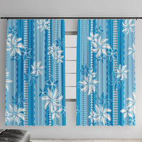 Hawaii Kakau Tribal Window Curtain With Blue Tiare
