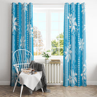 Hawaii Kakau Tribal Window Curtain With Blue Tiare