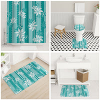 Hawaii Kakau Tribal Bathroom Set With Teal Tiare