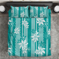 Hawaii Kakau Tribal Bedding Set With Teal Tiare
