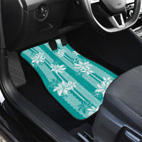 Hawaii Kakau Tribal Car Mats With Teal Tiare