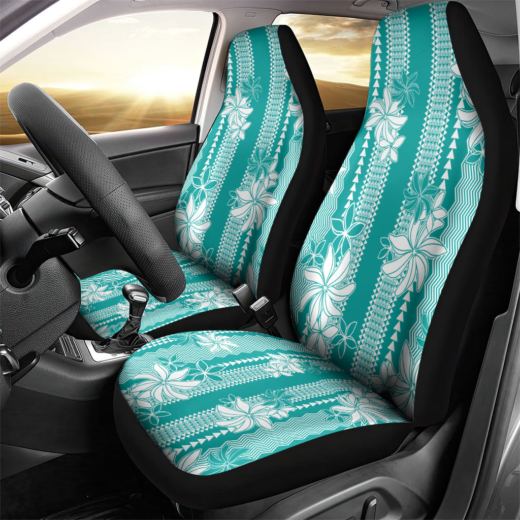 Hawaii Kakau Tribal Car Seat Cover With Teal Tiare
