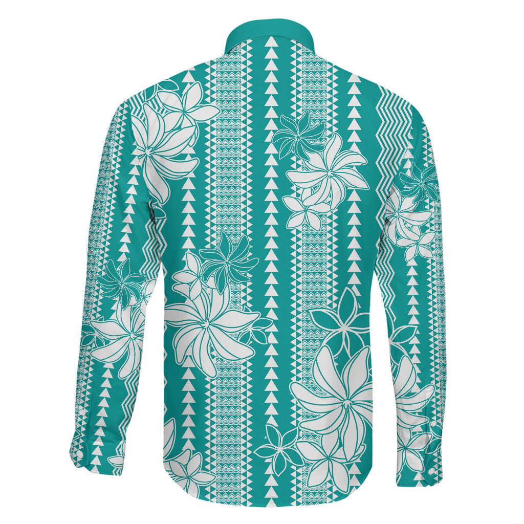 Hawaii Kakau Tribal Family Matching Mermaid Dress and Hawaiian Shirt With Teal Tiare