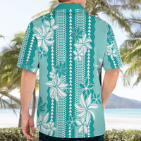 Hawaii Kakau Tribal Hawaiian Shirt With Teal Tiare