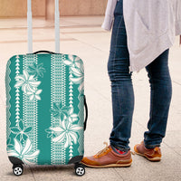 Hawaii Kakau Tribal Luggage Cover With Teal Tiare