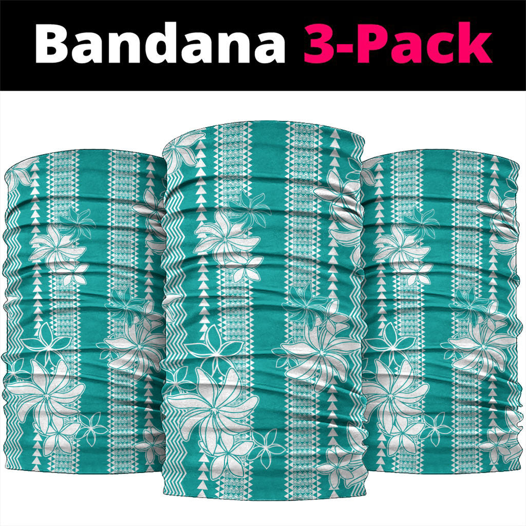 Hawaii Kakau Tribal Neck Gaiter With Teal Tiare