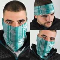 Hawaii Kakau Tribal Neck Gaiter With Teal Tiare