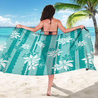 Hawaii Kakau Tribal Sarong With Teal Tiare