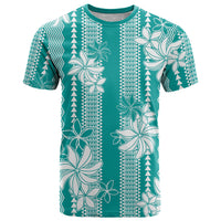 Hawaii Kakau Tribal T Shirt With Teal Tiare