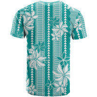 Hawaii Kakau Tribal T Shirt With Teal Tiare