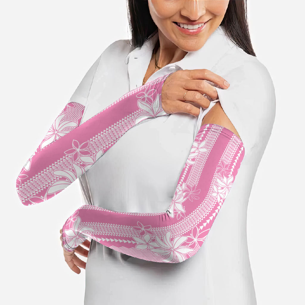 Hawaii Kakau Tribal Arm Sleeves With Pink Tiare