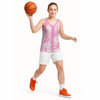 Hawaii Kakau Tribal Basketball Jersey With Pink Tiare