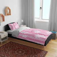 Hawaii Kakau Tribal Bedding Set With Pink Tiare