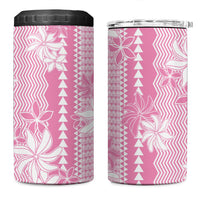 Hawaii Kakau Tribal 4 in 1 Can Cooler Tumbler With Pink Tiare