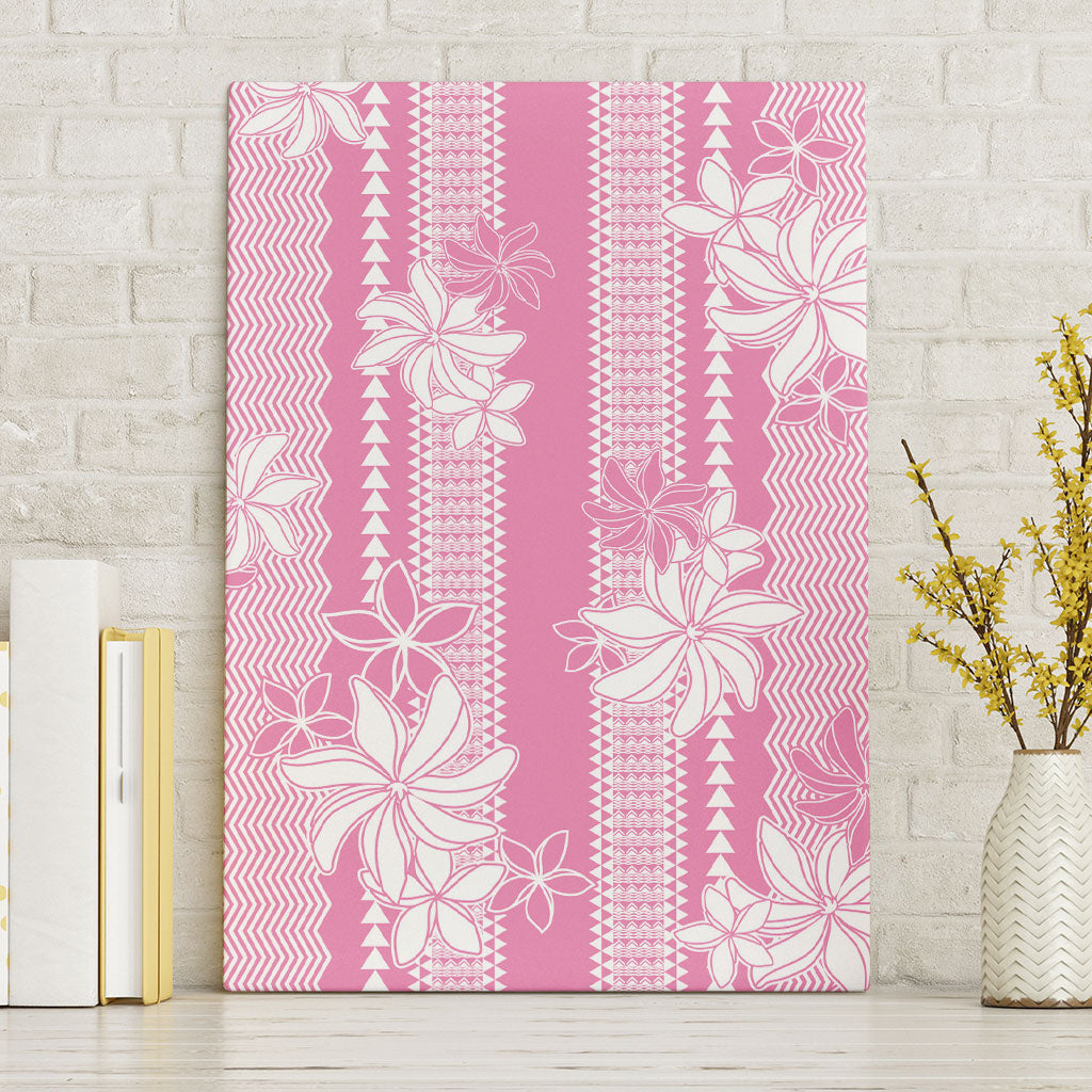 Hawaii Kakau Tribal Canvas Wall Art With Pink Tiare