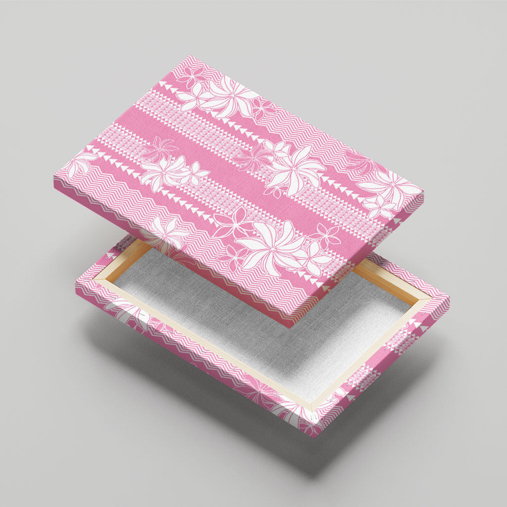Hawaii Kakau Tribal Canvas Wall Art With Pink Tiare