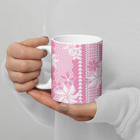 Hawaii Kakau Tribal Ceramic Mug With Pink Tiare
