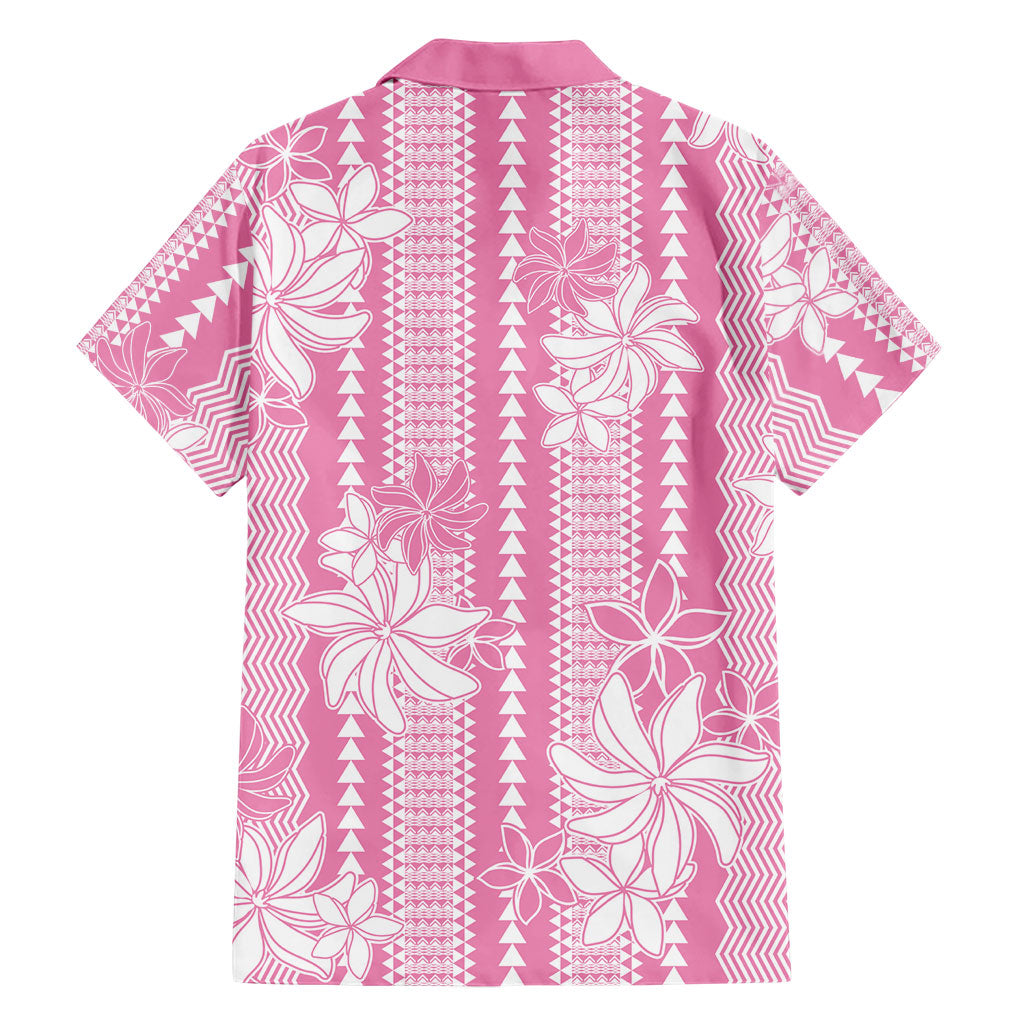 Hawaii Kakau Tribal Family Matching Off Shoulder Maxi Dress and Hawaiian Shirt With Pink Tiare