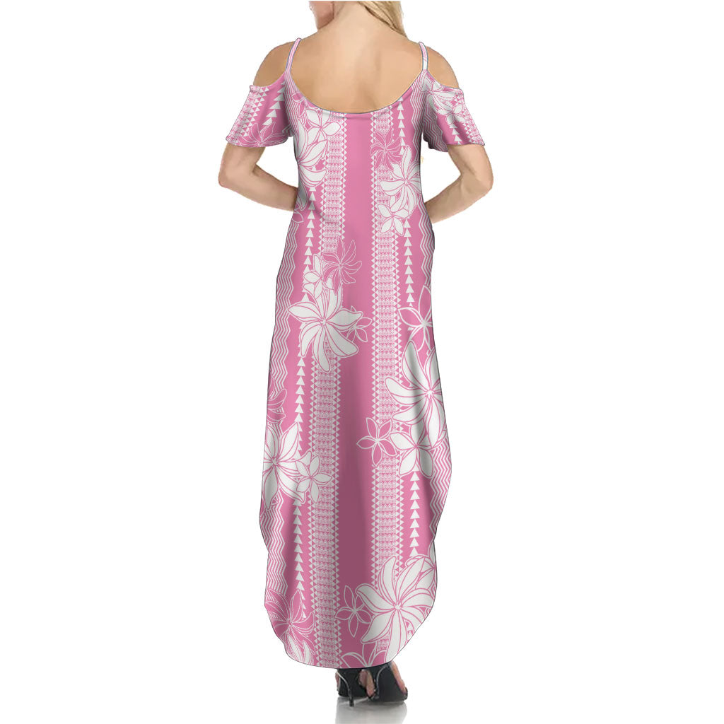 Hawaii Kakau Tribal Family Matching Summer Maxi Dress and Hawaiian Shirt With Pink Tiare