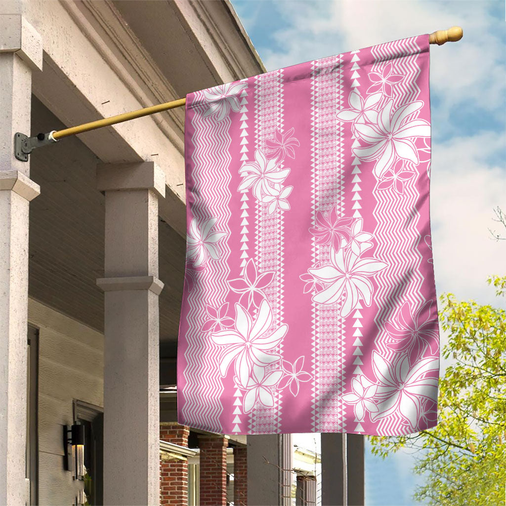 Hawaii Kakau Tribal Garden Flag With Pink Tiare