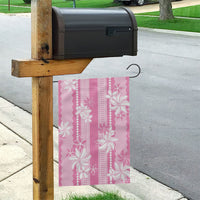 Hawaii Kakau Tribal Garden Flag With Pink Tiare