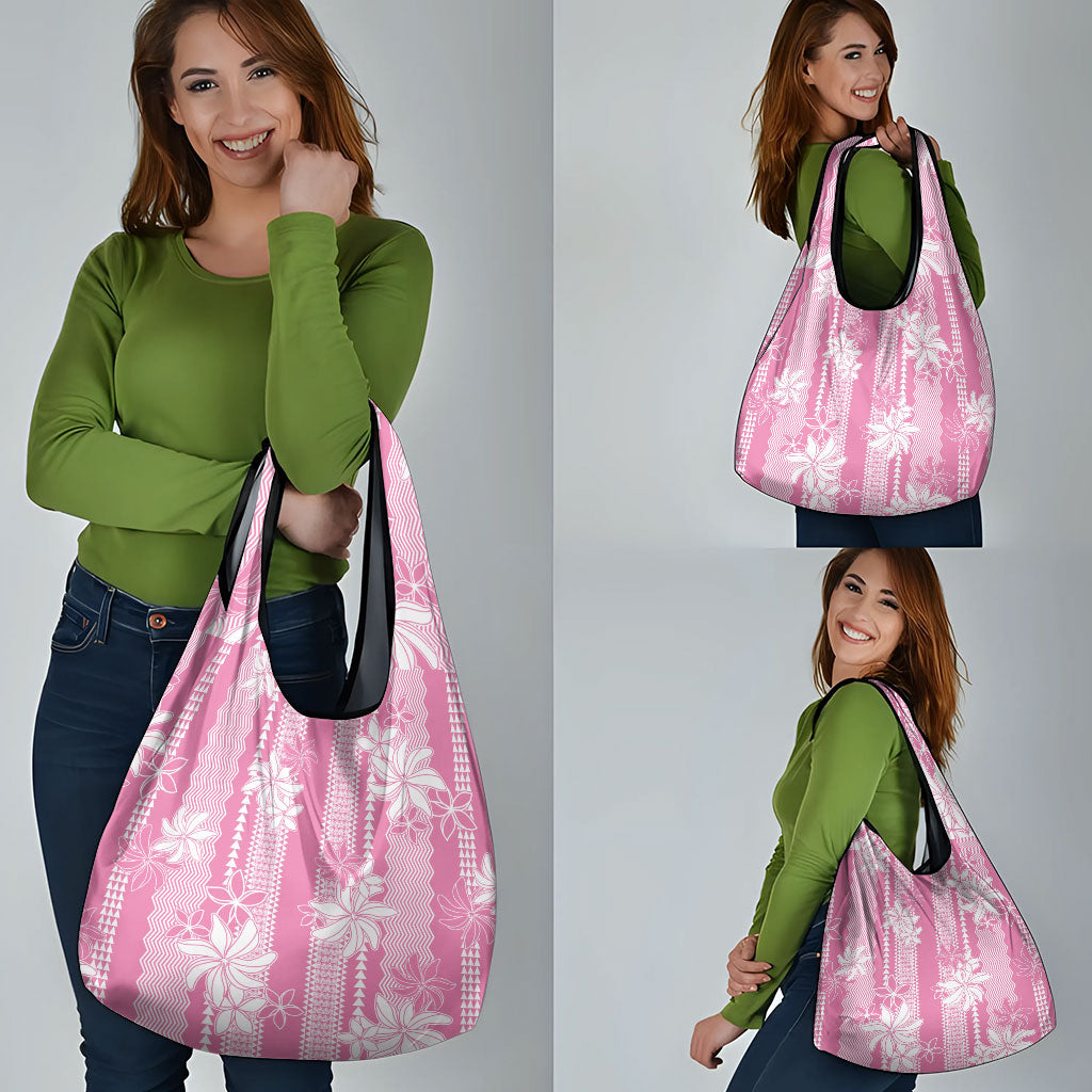 Hawaii Kakau Tribal Grocery Bag With Pink Tiare